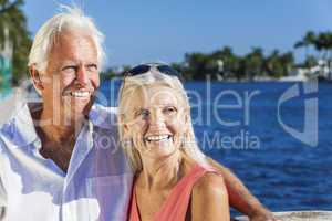 Happy Senior Couple Looking to Tropical Sea or River