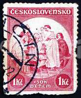 Postage stamp Czechoslovakia 1936 Newborn Child, Painting