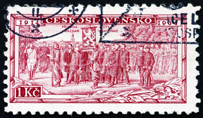 Postage stamp Czechoslovakia 1934 Legion Receiving Battle Flag