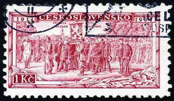 Postage stamp Czechoslovakia 1934 Legion Receiving Battle Flag