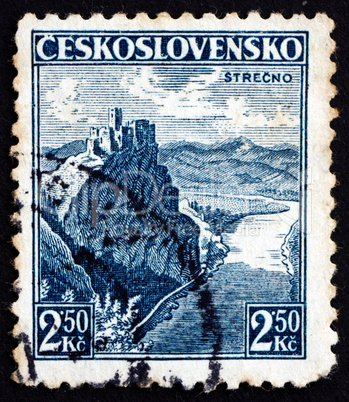 Postage stamp Czechoslovakia 1936 Castle at Strecno, Ruins