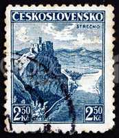Postage stamp Czechoslovakia 1936 Castle at Strecno, Ruins