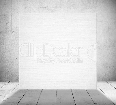 Blank banner in a old white room