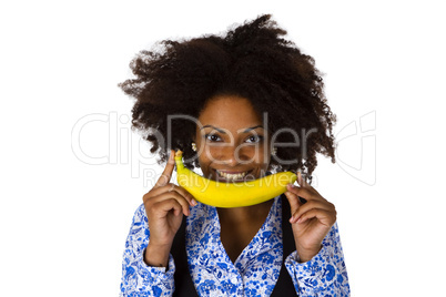 Afroamerikanerin mit Banane