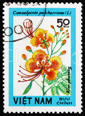Postage stamp Vietnam 1984 Poinciana, Caesalpinia Pulcherrima, W