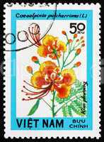 Postage stamp Vietnam 1984 Poinciana, Caesalpinia Pulcherrima, W