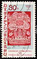 Postage stamp Czechoslovakia 1967 Detail from Torah Curtain