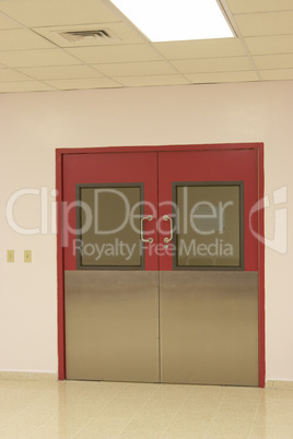 Red hospital door