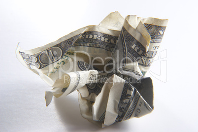 Crumpled 20 dollar bill