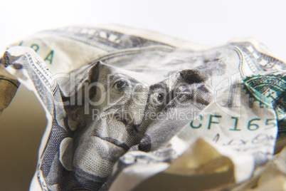 Crumpled 20 dollar bill