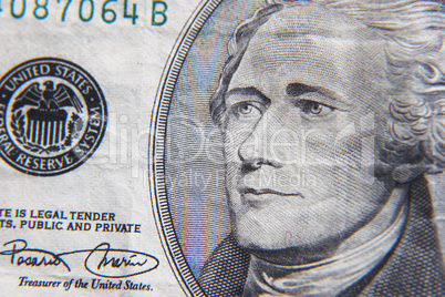 Ten dollar bill detail