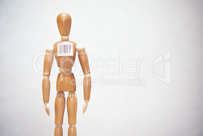 Mannequin with barcode on chest