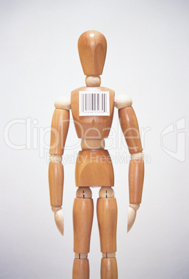 Mannequin with barcode on chest