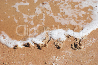 sand number 2014 on beach with wave