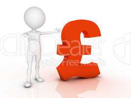 3D man leaning on a pound sign isolated over a white background