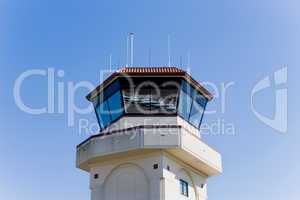 Control tower with reflection in wi