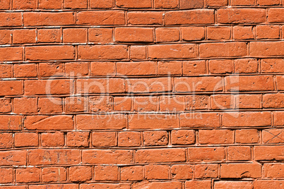 Old  red brick wall as background