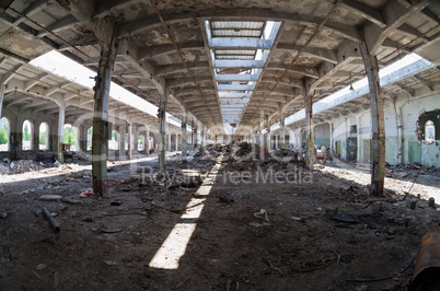 Ruins, view of an old abandoned Industrial interior