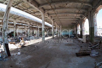Ruins, view of an old abandoned Industrial interior