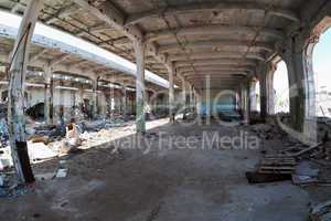 Ruins, view of an old abandoned Industrial interior