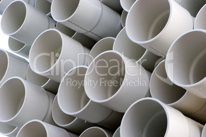 Plastic pipes in a stack