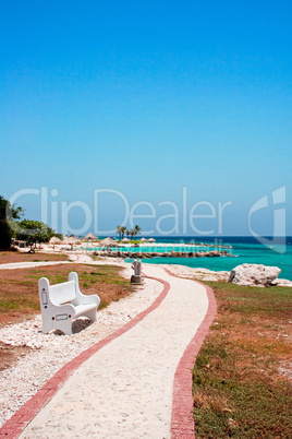 Bench overlooking the Caribbean