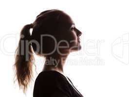 woman portrait profile  in silhouette shadow