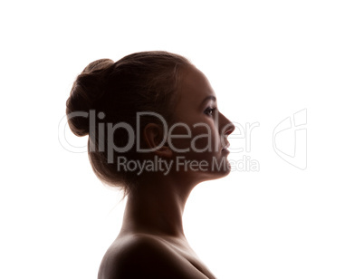 woman portrait profile  in silhouette shadow