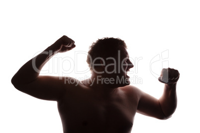 man portrait silhouette profile screaming