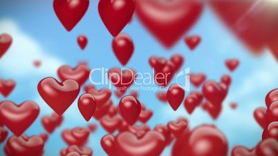 Heart-Shaped Ballons Flying