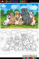 purebred dogs cartoon for coloring book