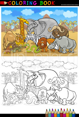 safari wild animals cartoon for coloring book