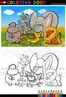 african wild animals cartoon for coloring book