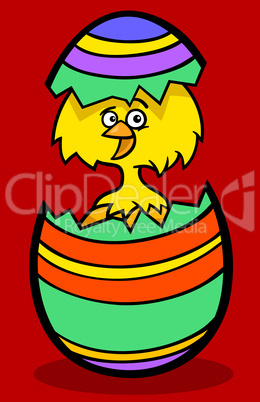 chick in easter egg cartoon illustration