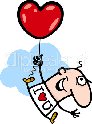 man wit valentine hearth balloon cartoon