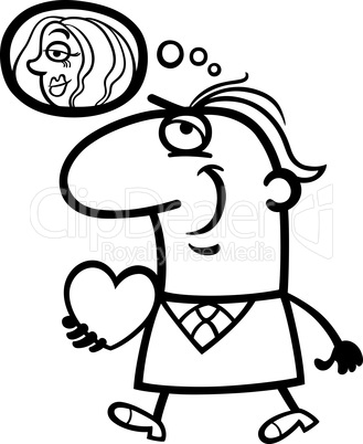 man with his valentine cartoon illustration