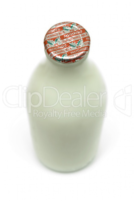 Milk bottle with holly pattern cap