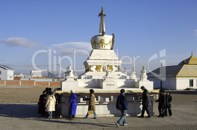 Stupa with prayer mills