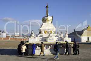 Stupa with prayer mills