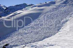 Snow avalanche in the alps