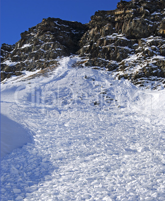 Avalanche in the mountains