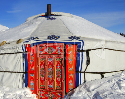 Yurt from Mongolia in winter