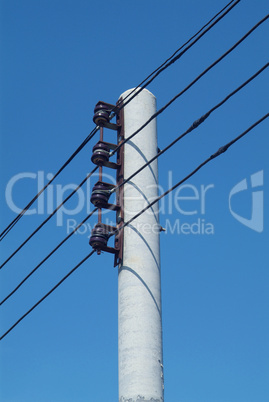 Electrical wires and iron pole