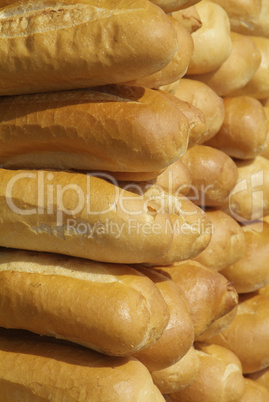 Stack of French, white bread