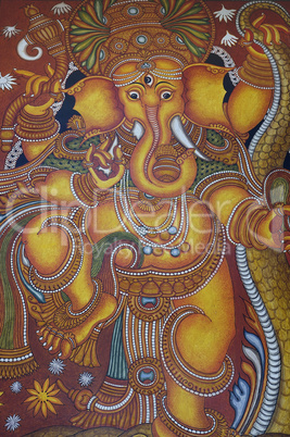 Kerala mural painting of Lord Ganes