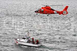 USCG Rescue Helicopter and Ship