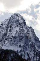 Glacier snow capped mountains.