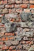 Weathered red brick wall as background