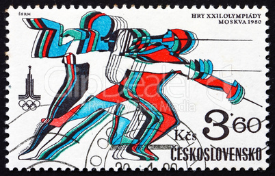 Postage stamp Czechoslovakia 1980 Fencing, Olympic Games, Moscow