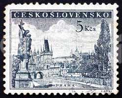 Postage stamp Czechoslovakia 1953 Charles Bridge and Prague Cast